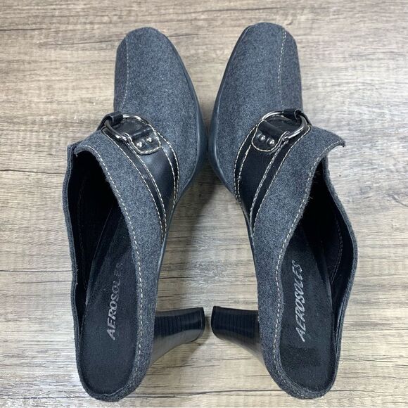 Aerosoles~Women’s~”In A Cinch”~Gray Fabric Upper Mules with Heels Slip On~Size 8 - Picture 6 of 10